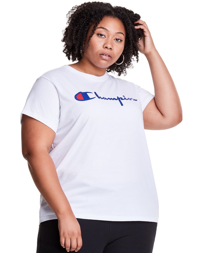 Camiseta Champion Mujer - Plus Lightweight Script Logo ( Blancas ) 3247085-RN